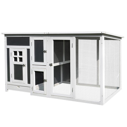 Hühnerstall für 1-2 Hühner, Legenest, Fichtenholz, grau/weiß