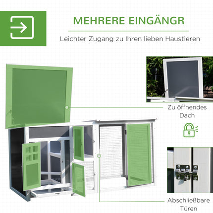 Hühnerstall für 1-2 Hühner, Legenest, Fichtenholz, grau/weiß