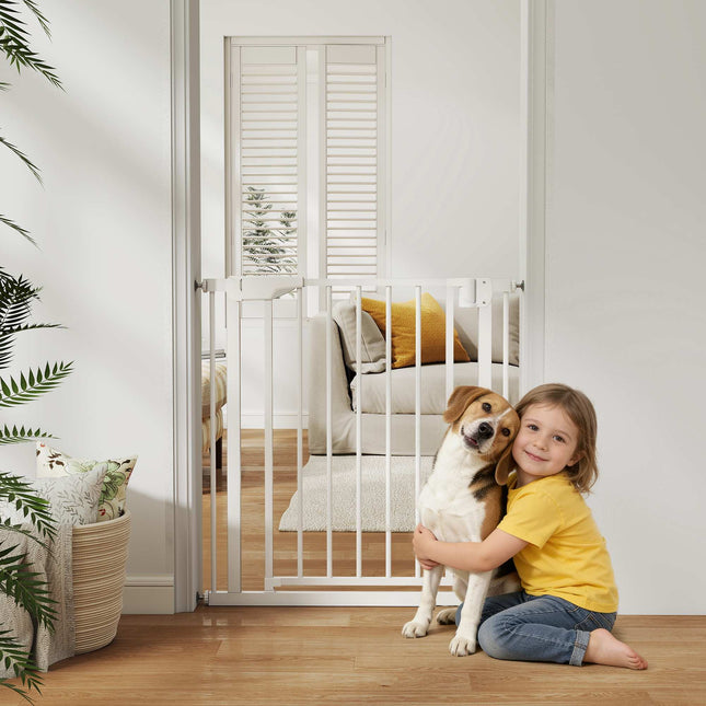 Barrière de sécurité pour enfants, sans perçage, fermeture automatique, 76-82 cm, blanche