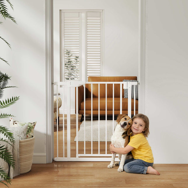 Barrière de sécurité pour enfants, sans perçage, fermeture automatique, 76-89 x 76 cm, blanche