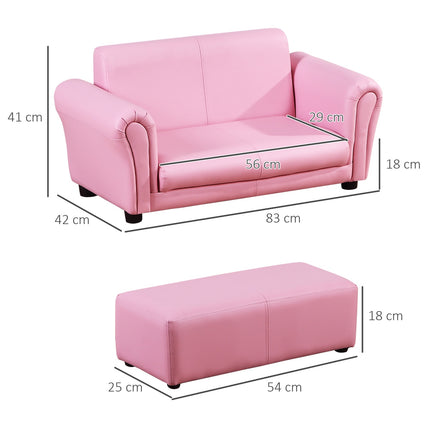 Pinker Kindersessel & Fußhocker - 83x42x41cm, Komfort-Set
