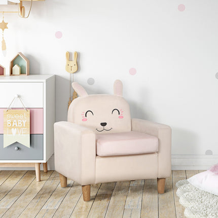 Children's sofa in cream velvet - solid wood, storage space