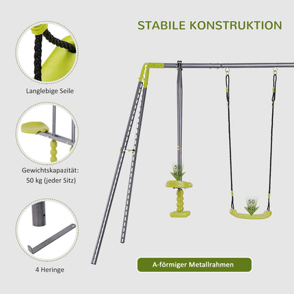Double children's swings with metal frame, for 3-10 years