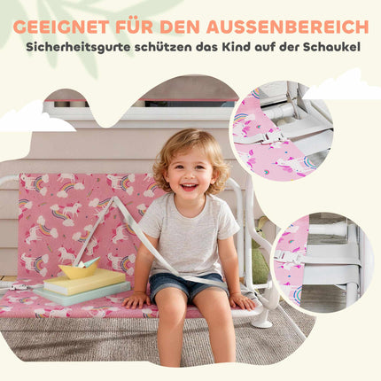 Kinderschaukel 2-Sitzer mit verstellbarem Sonnendach, Rosa