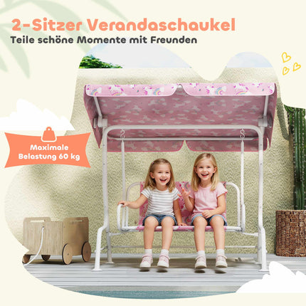 Kinderschaukel 2-Sitzer mit verstellbarem Sonnendach, Rosa