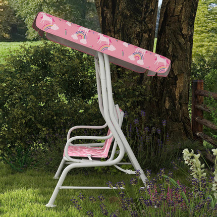 Kinderschaukel 2-Sitzer mit verstellbarem Sonnendach, Rosa