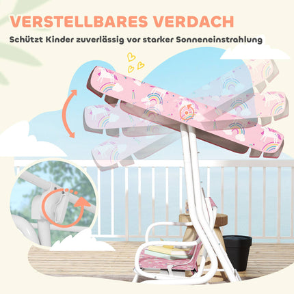 Kinderschaukel 2-Sitzer mit verstellbarem Sonnendach, Rosa