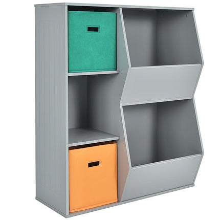 Étagère de rangement pour enfants à 3 niveaux avec 2 paniers, en MDF