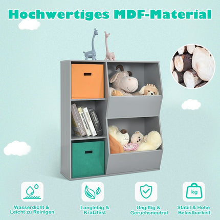 Étagère de rangement pour enfants à 3 niveaux avec 2 paniers, en MDF