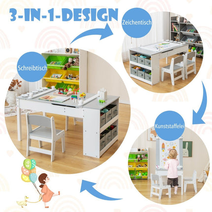 Table d'activités 3 en 1 pour enfants avec chevalet et rangement