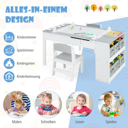 Table d'activités 3 en 1 pour enfants avec chevalet et rangement