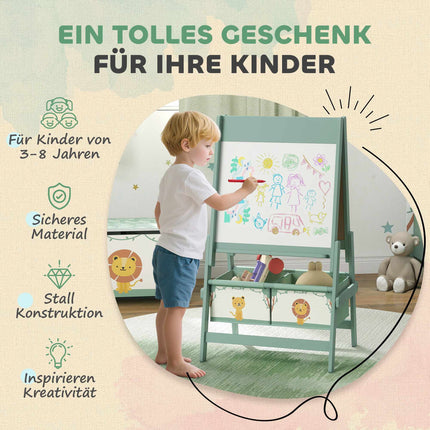 Staffelei 3-in-1 für Kinder mit Kreidetafel, Whiteboard und Papierrolle