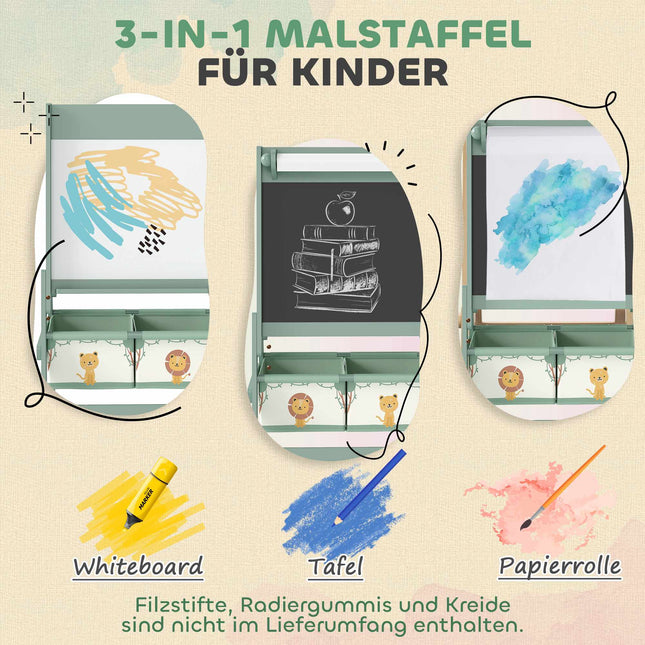 Chevalet 3 en 1 pour enfants avec tableau noir, tableau blanc et rouleau de papier