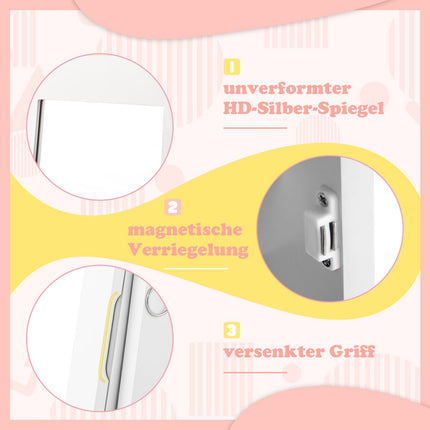 Armoire à bijoux 3 en 1 pour enfants avec miroir, rotative à 360°