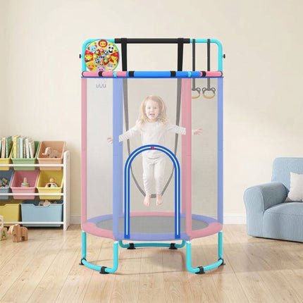 6-in-1-Kindertrampolin mit Sicherheitsnetz, Blau