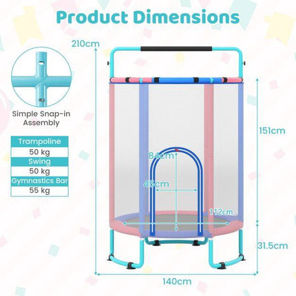 6-in-1-Kindertrampolin mit Sicherheitsnetz, Blau
