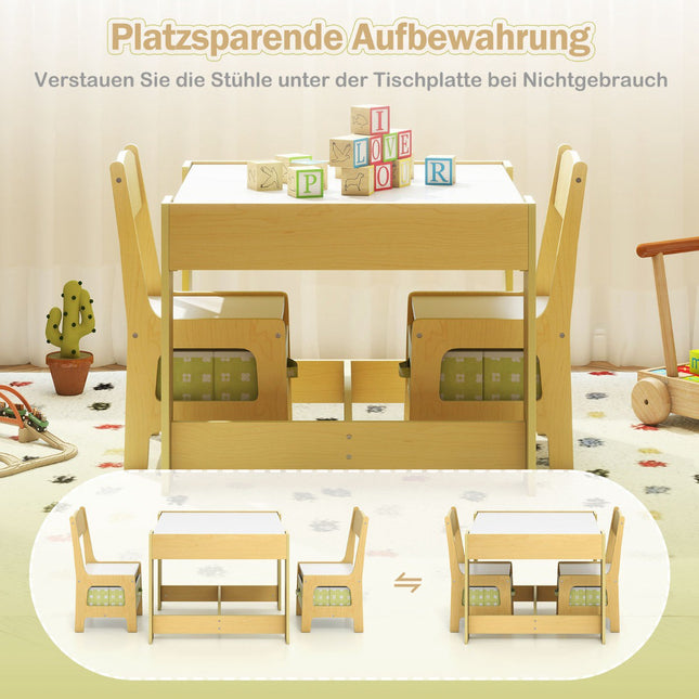 Ensemble table et chaises pour enfants, vert, MDF