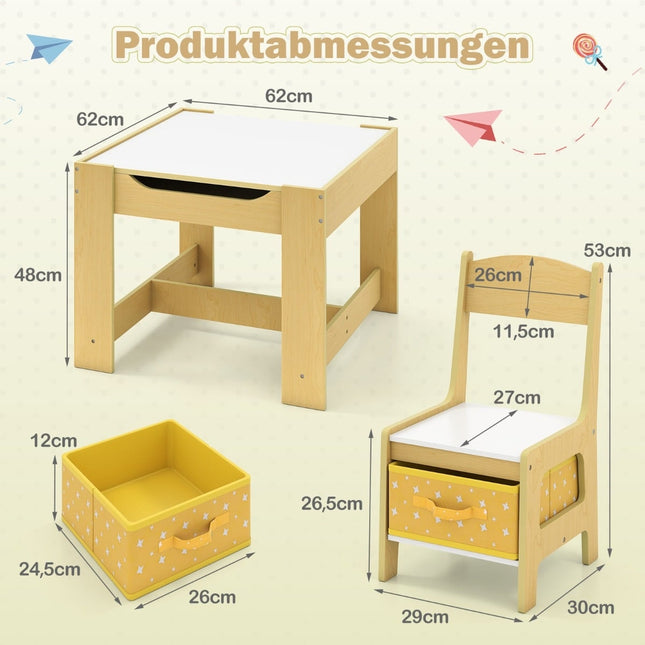 Ensemble table et chaises pour enfants, jaune, à partir de 3 ans