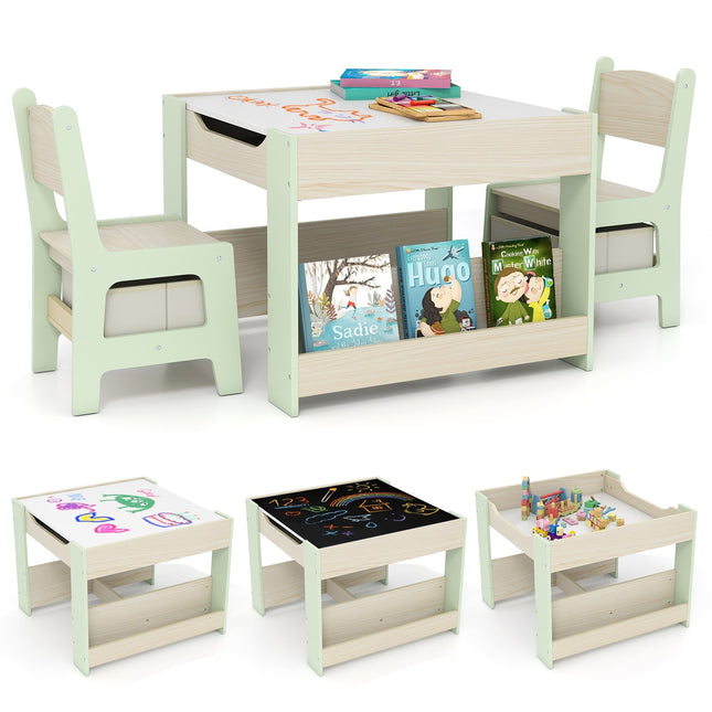Ensemble table d'activités pour enfants avec plateau réversible et rangement