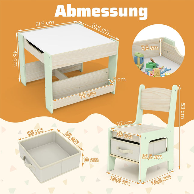 Ensemble table d'activités pour enfants avec plateau réversible et rangement