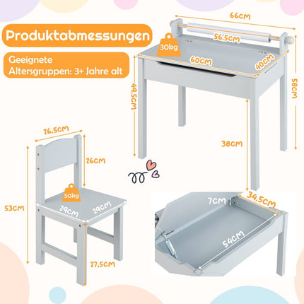 Ensemble table et chaises d'activités pour enfants avec rangement