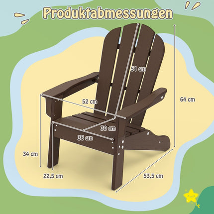 Kinder-Adirondack-Stuhl, HDPE, ergonomische Rückenlehne
