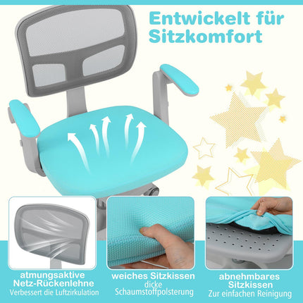 Chaise de bureau réglable pour enfant, 41-52 cm, turquoise