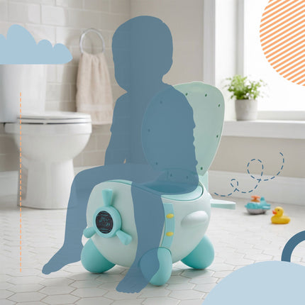 Pot d'apprentissage pour enfants en forme d'avion, couleur menthe, 1-3 ans