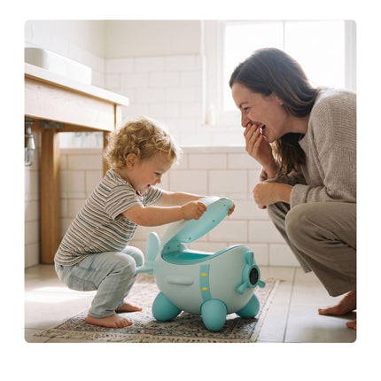 Pot d'apprentissage pour enfants en forme d'avion, couleur menthe, 1-3 ans