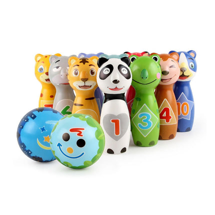 Jeu de bowling pour enfants sur le thème des animaux - 10 quilles, 2 boules