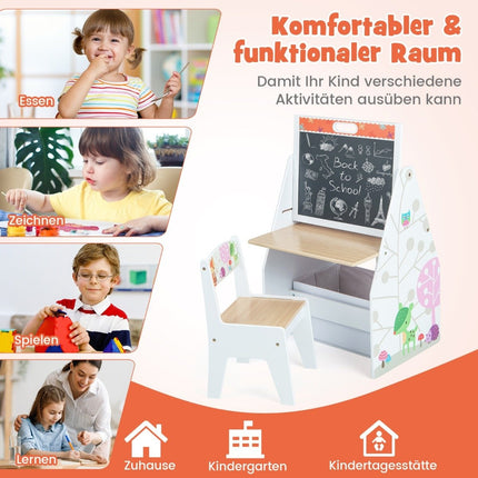 Staffelei- und Schreibtisch-Set für Kinder mit Magnettafel
