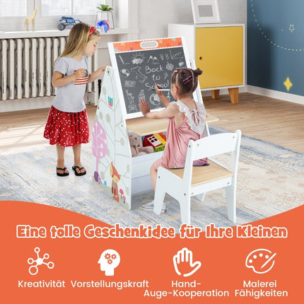 Staffelei- und Schreibtisch-Set für Kinder mit Magnettafel