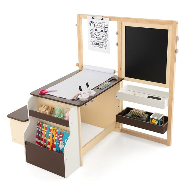 Chevalet d'art pour enfants avec tableau noir et tableau blanc