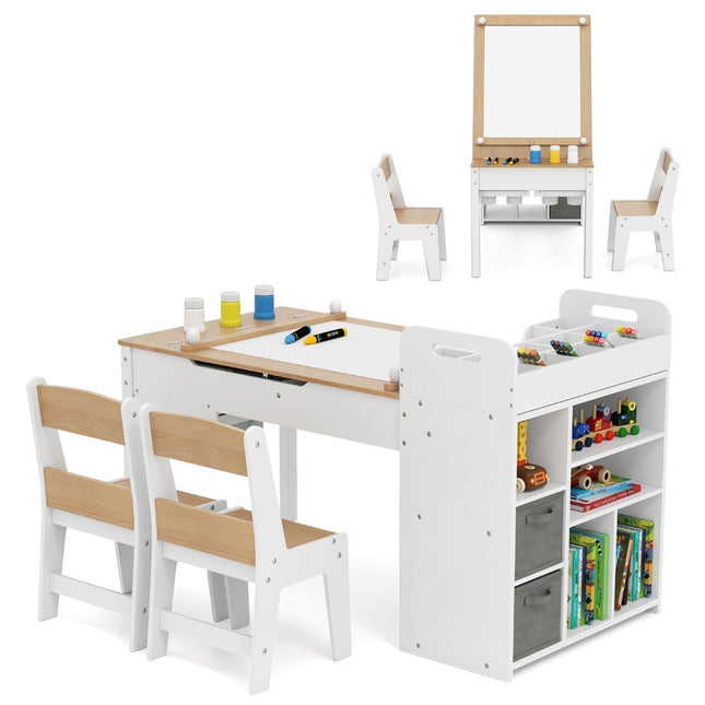 Ensemble table d'art pour enfants avec 2 chaises et chevalet réglable