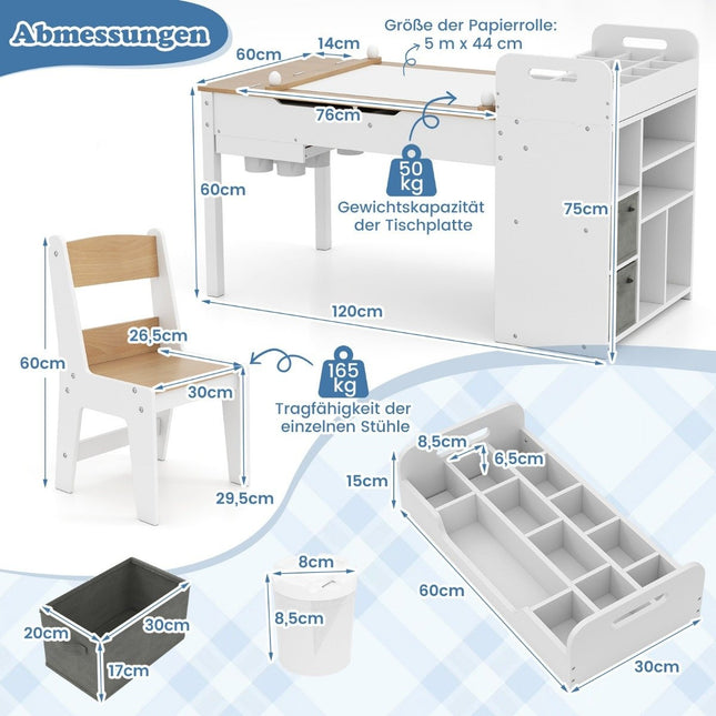 Ensemble table d'art pour enfants avec 2 chaises et chevalet réglable