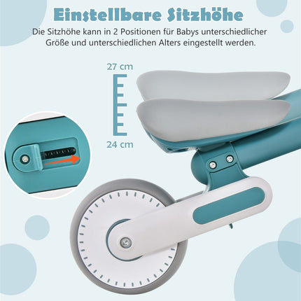 Draisienne pour enfant avec hauteur d'assise réglable et design pliable, draisienne d'apprentissage à partir de 1 an bleu