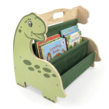 Bibliothèque pour enfants avec 4 poches en tissu – Motif dinosaure