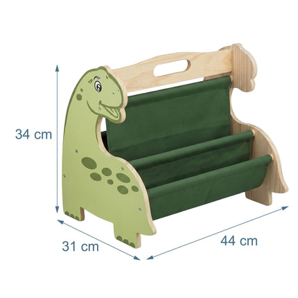 Bibliothèque pour enfants avec 4 poches en tissu – Motif dinosaure