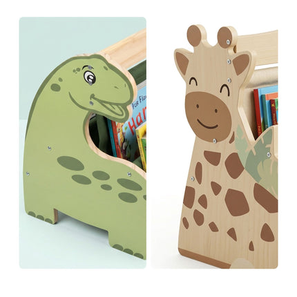 Bibliothèque pour enfants avec 4 poches en tissu – Motif dinosaure