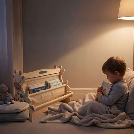 Bibliothèque pour enfants avec 4 poches en tissu – Motif girafe