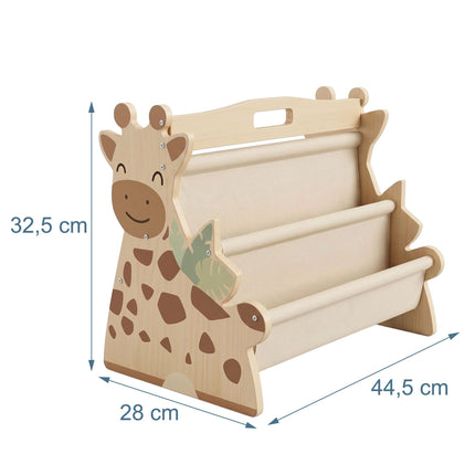 Bibliothèque pour enfants avec 4 poches en tissu – Motif girafe