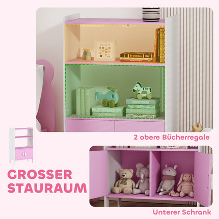 Kinderbücherregal, 2 Ablagen, 2 Schränke, Kippschutz, MDF
