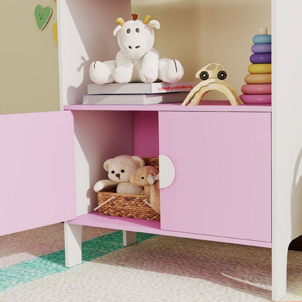 Kinderbücherregal, 2 Ablagen, 2 Schränke, Kippschutz, MDF