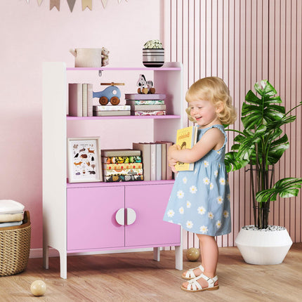 Kinderbücherregal, 2 Ablagen, 2 Schränke, Kippschutz, MDF