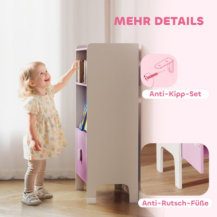Kinderbücherregal, 2 Ablagen, 2 Schränke, Kippschutz, MDF