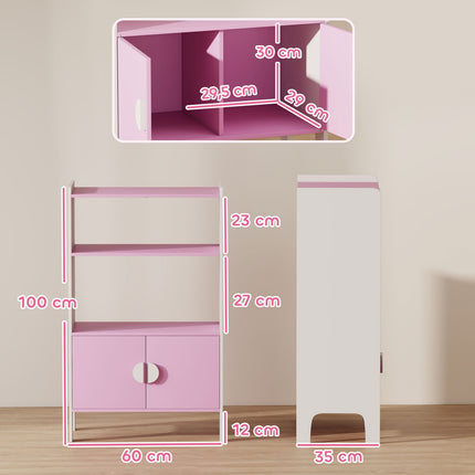 Kinderbücherregal, 2 Ablagen, 2 Schränke, Kippschutz, MDF