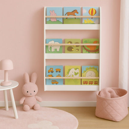 Bibliothèque pour enfants, 3 étagères, blanche