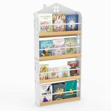 Bibliothèque pour enfants en forme de maison, 4 niveaux, sécurité anti-chute