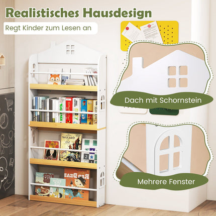 Bibliothèque pour enfants en forme de maison, 4 niveaux, sécurité anti-chute