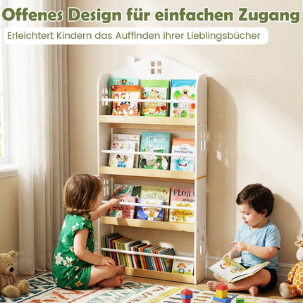 Bibliothèque pour enfants en forme de maison, 4 niveaux, sécurité anti-chute